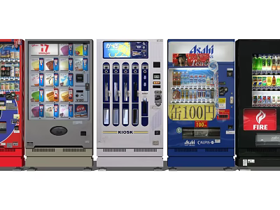 Commercial Vending Machines With Various Designs For Snacks And Drinks 3d model