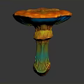 Vibrant Multicolored Plant Featuring Mushroom Shaped Cap and Colorful Stalk in Orange Yellow Green Tones