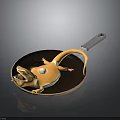 Lizard Shaped Fried Egg in Frying Pan with Golden Color and Tasty Appeal