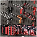 Tool Organizer Shelf with Wrenches Screwdrivers Tape Measures Toolboxes and Hardware Supplies