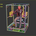 Functional Desk With Metal Frame Yellow Components And Green Pedal For Sitting