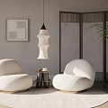 Modern Casual Sofa Combination Single Casual Sofa Side Screen Chandelier Combination 3d model