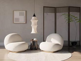 Modern Casual Sofa Combination Single Casual Sofa Side Screen Chandelier Combination 3d model