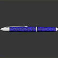 Blue Patterned Ballpoint Pen With Silver Accents And Smooth Surface Design