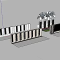 Modern Scenic Wall With Geometric Patterns White Stone And Palm Trees