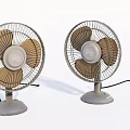 Vintage Air Conditioning Fans With Metal Mesh Brown Blades And Gray Base