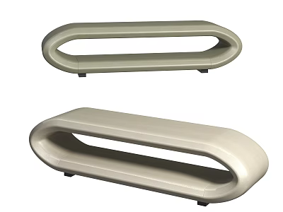 Modern Oval Light Gray Stools With Hollow Design And Black Support Legs 3d model