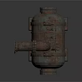 Rusty Industrial Equipment With Metal Pipes Valves And Cylindrical Tank