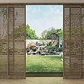 Modern sliding door shutter sliding door multi-link sliding door partition door grille door 3d model
