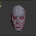 Rendered Male Head 3D Model With Silver Metallic Surface Against Gray Background And Reflective Base