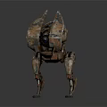Rusty Mechanical Character And Robotic Creature With Worn Metal Structure 3d model