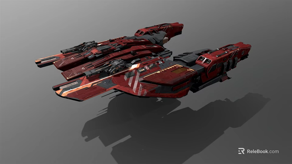 Red Sci Fi Spaceship 3D Model With Detailed Structure And Futuristic Design 3d model 