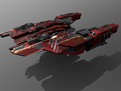 Red Sci Fi Spaceship 3D Model With Detailed Structure And Futuristic Design 3d model