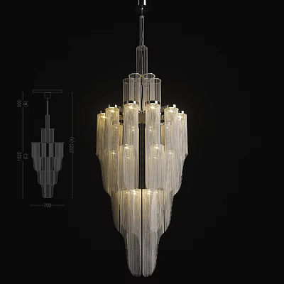 Modern Crystal Chandelier With Hanging Glass Strands And Warm Illuminating Glow 3d model