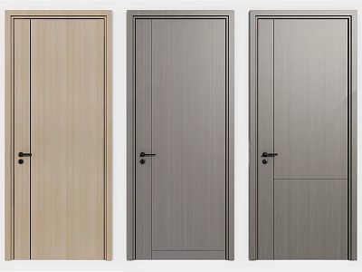Modern Hinged Doors In Light Wood And Gray Wooden Grain For Interior Home Design 3d model