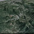 Birds Eye View Urban Planning Showcasing Mountain River And Urban Area With Buildings Roads