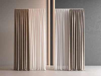 Modern Curtain Fabric Curtain Gauze Curtain Fabric Curtain Pleated Curtain Gauze 3d model