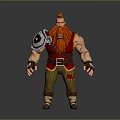 Strong Fantasy Warrior Character 3D Model With Red Hair Beard And Leather Shoulder Armor