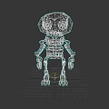 Cute Cartoon Skeleton 3D Model Game Movie Character With Big Eyes White Bones