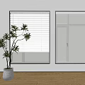 Modern Interior Window Design With White Blinds And Green Potted Plant Decoration 3d model