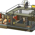 Modern Two Level Fitness Center With Workout Equipment Seating Area And Locker Storage