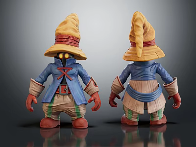 Cute Cartoon Character 3D Model With Yellow Hat Blue Outfit Striped Pants Red Hands Feet 3d model