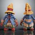 Cute Cartoon Character 3D Model With Yellow Hat Blue Outfit Striped Pants Red Hands Feet