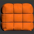 Orange Cubic Soft Fabric Stool For Home Living With Square Pattern Design 3d model