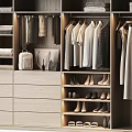 Modern Walk in Closet Design With Hanging Clothes Shelves And Shoe Storage