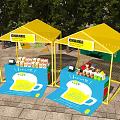 CHANCE Brand Yellow Tents Outdoor Drink Stalls With Blue Displays And Posters