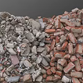Pile of Mixed Stone and Wood Construction Materials for Project Work