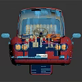 Red Small 3D Model Car With Blue Windows And Yellow Headlights Design