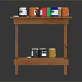 Modern Creative Studio With Colorful Paint Cans On Wooden Cart