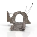 Ancient Stone Archway Structure With Stone Steps And Wall Details 3d model