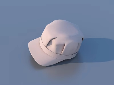 White Casual Cap With Flat Top And Brim On Blue Background Simple Design 3d model