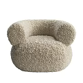 Plush Beige Single Sofa With Round Shape And Cozy Armrest Design