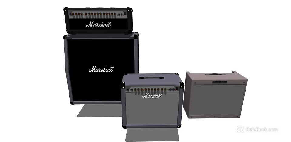 Marshall Premium Audio Speakers With Multiple Sizes And Classic Design 3d model 