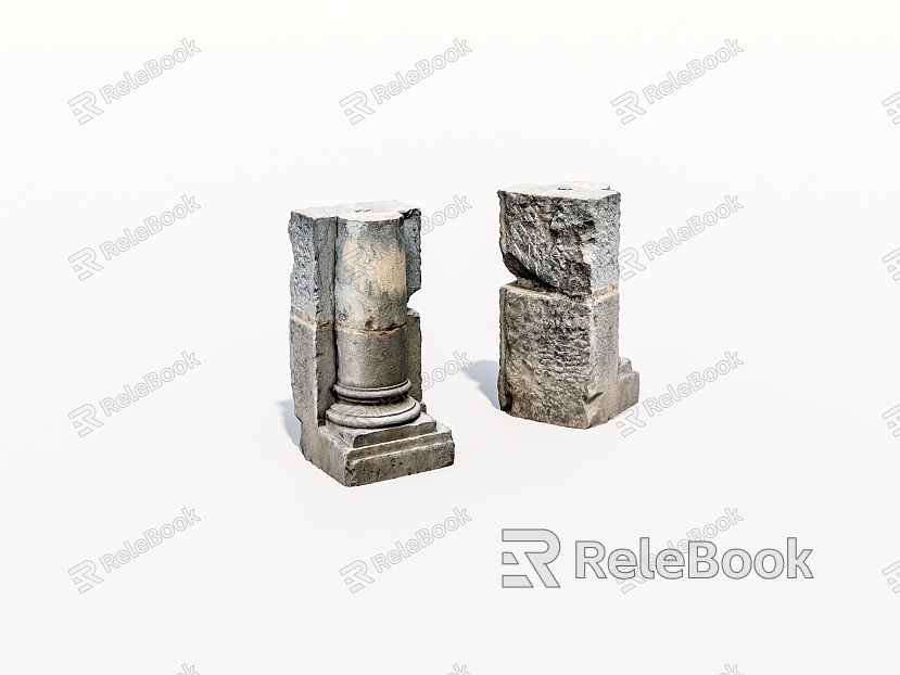 Old stone column gravel pillar model