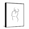 Minimalist Line Art Of Embracing Figures In Black And White Framed Wall Decor