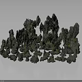 Wood Stone Materials Natural Decorative Rock Pile With Green Moss And Texture
