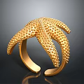 Unique Golden Starfish Cuff Bracelet With Textured Dots Design For Fashion