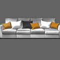 Plush Modern White Sectional Sofa With Orange White Black Pillows 3d model