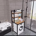 Bathroom Multi tier Storage Shelf Over Washing Machine With Toiletries And Storage Baskets