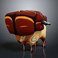 Mythical Game Movie 3D Character With Red Orange Patterned Back And Yellow Blue Accents