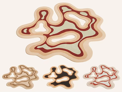 Modern Decorative Shaped Rug With Irregular Abstract Pattern And Multiple Color Options 3d model