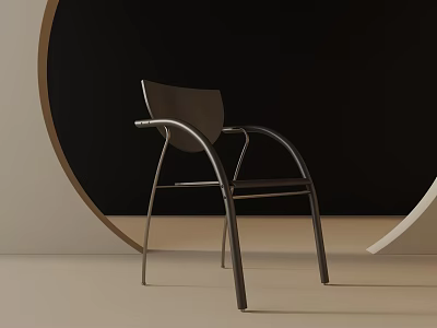Modern Minimalist Leisure Chair With Curved Backrest And Metallic Frame Design 3d model