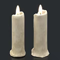 Two Lit White Candles with Smooth Texture for Home Decor and Ambience Enhancement