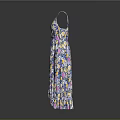 Women's Colorful Floral Print Long Dress With Spaghetti Straps And Lightweight Fabric