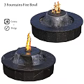 Outdoor Garden Ornament Round Black Stone Fire Water Fountain Decorative Design With Fire Feature