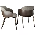 Modern Dining Table Set With Marble Top And Gray Upholstered Chairs 3d model